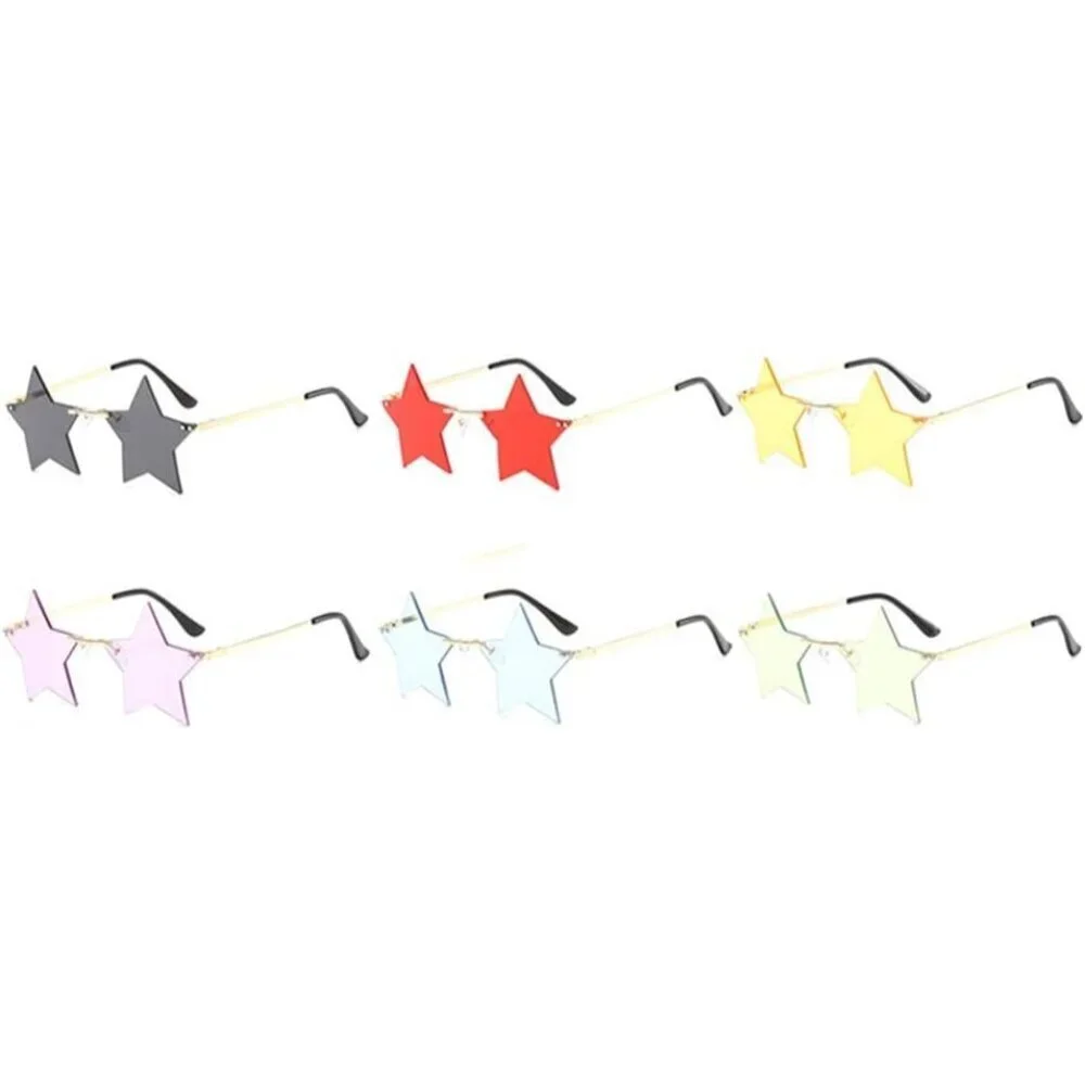 Unisex Star Shape Frameless Sunglasses UV400 Mirror Lenses Stylish Accessory